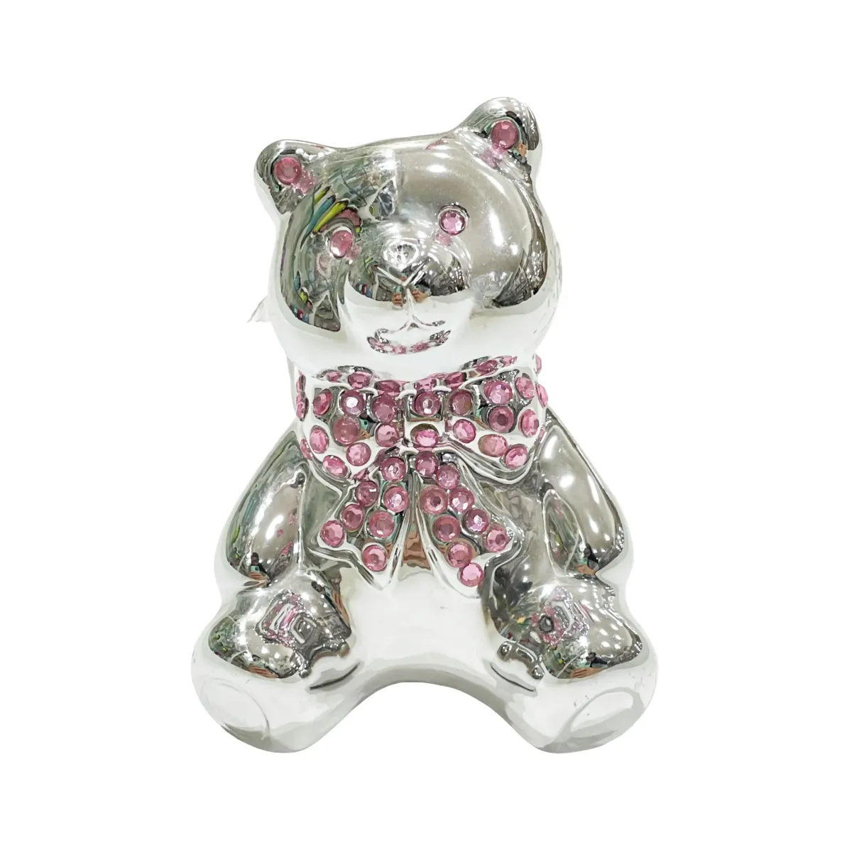 Silver Bow Teddy Money Bank