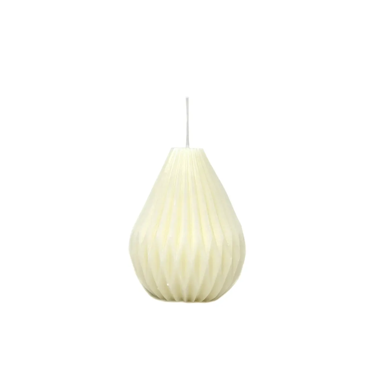 Ivory Ribbed Handmade Pear Shaped Candle