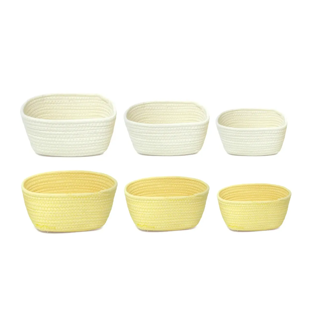 Rectangle Wooden Basket Set of 3 Storage Decor