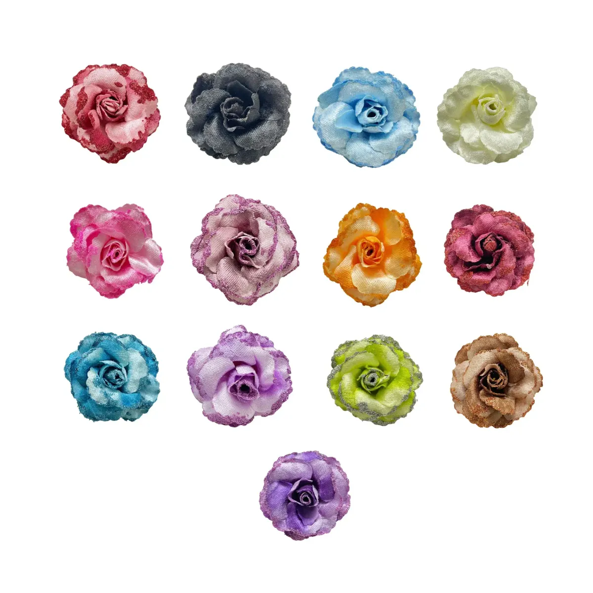 Glittered Velvet Flower Motif Decorative Floral Accent