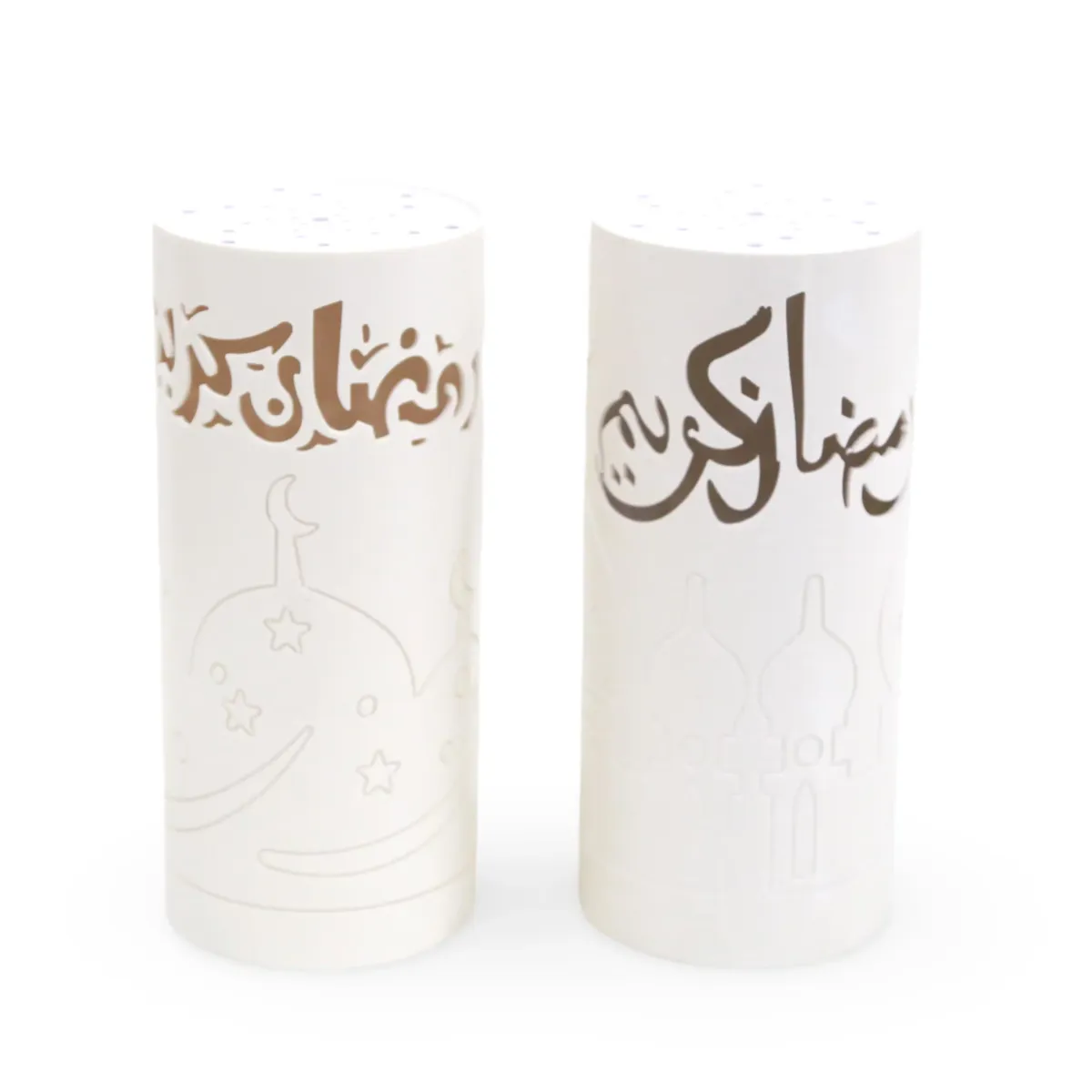 Illuminating White LED Light Cylinder Plastic Lantern – Elegant Ramadan Decoratives