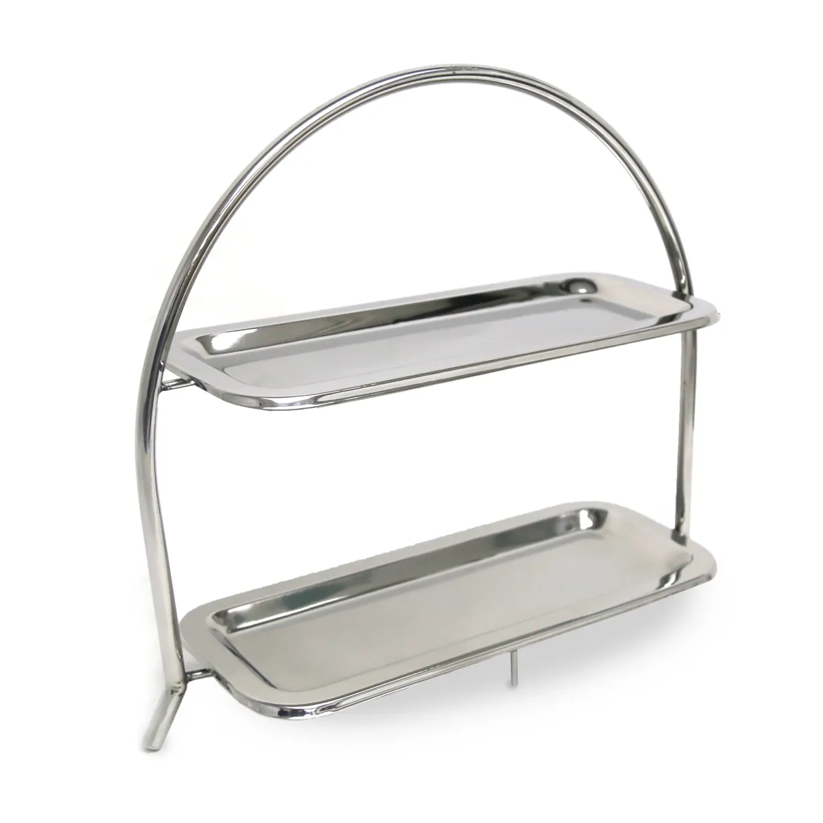 Rectangle Handled Two Levels Alu Plain Tray Stand