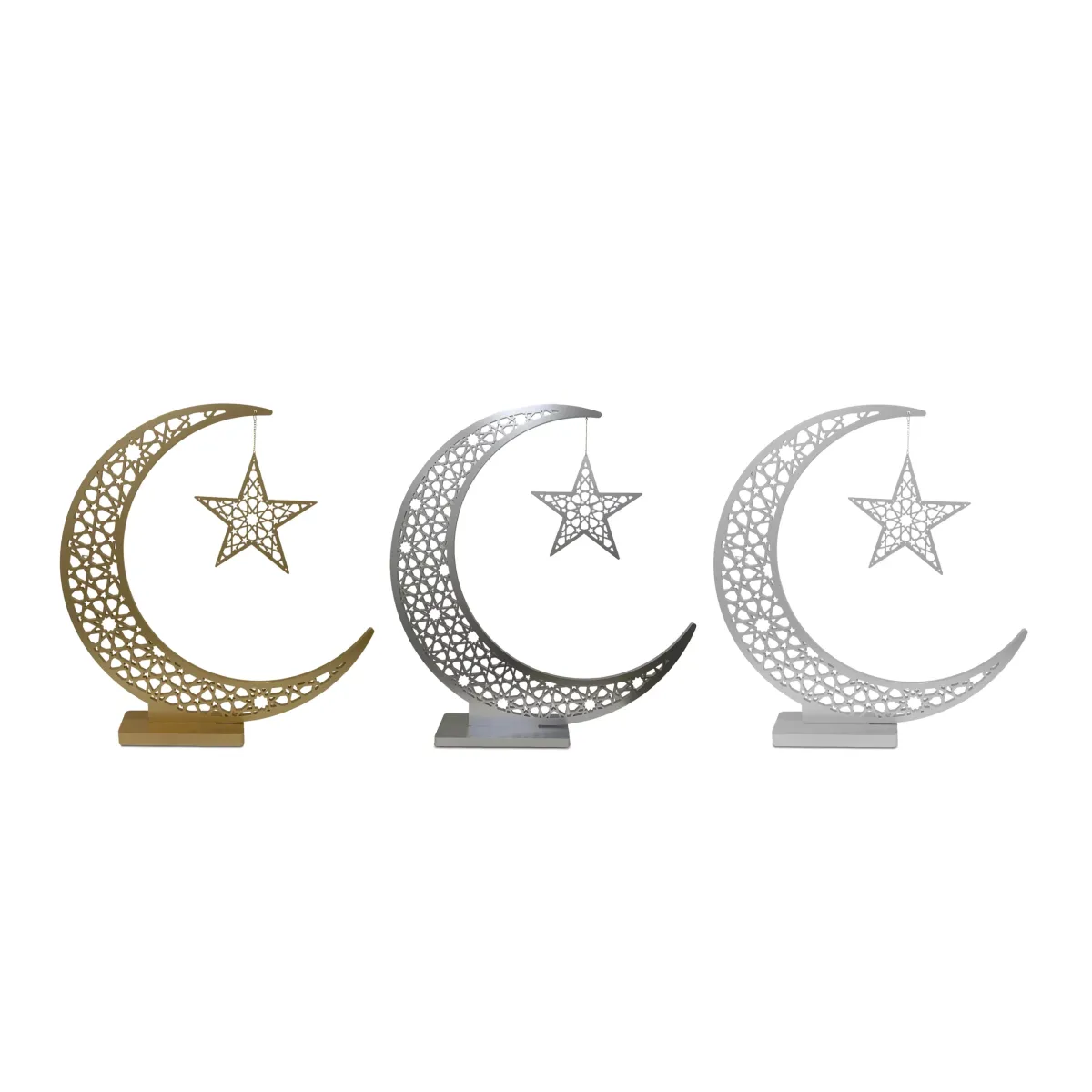 Hanging Star Arabesque Moon Wooden Decoration – Elegant Ramadan Decoratives for Spiritual Ambiance