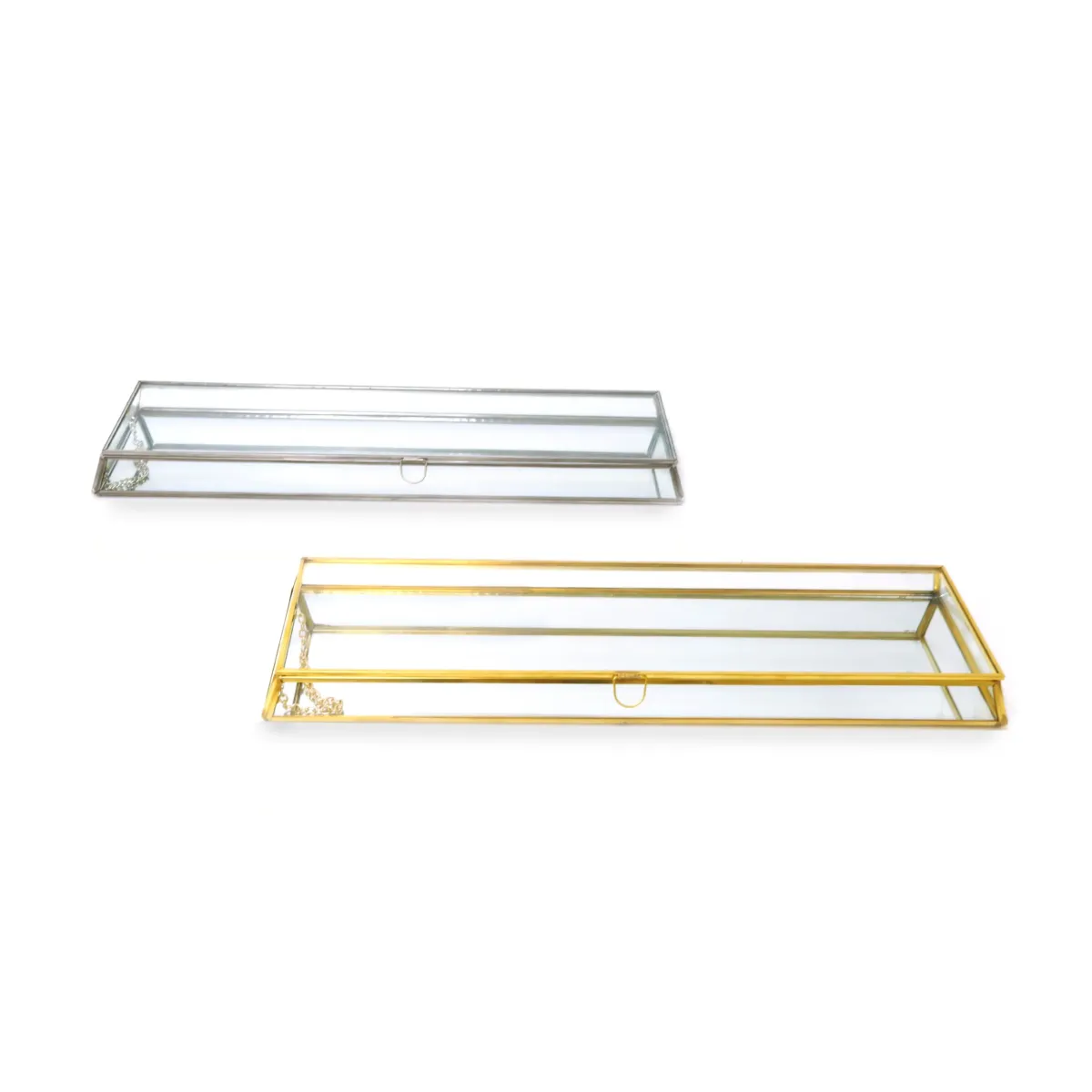 Gold Mirror Base Rectangle Glass Display House