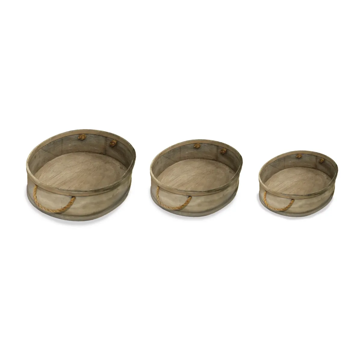 Oval Wooden Planter With Jute Handles