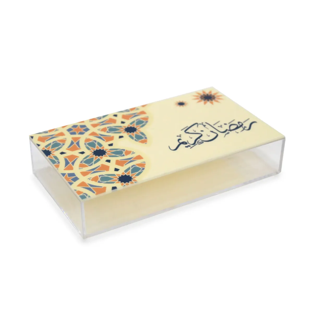 Ivory Ramadan Kareem Plexi Box – Islamic Art (28×16 cm)