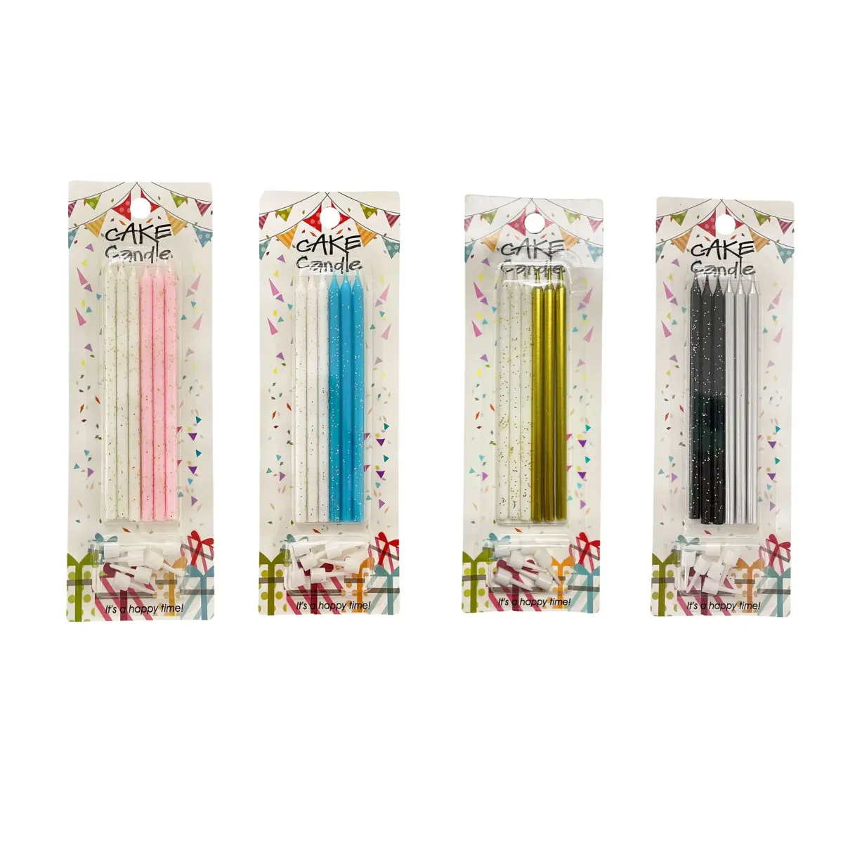 Glittered Candles with Holder – Sparkle Party Set