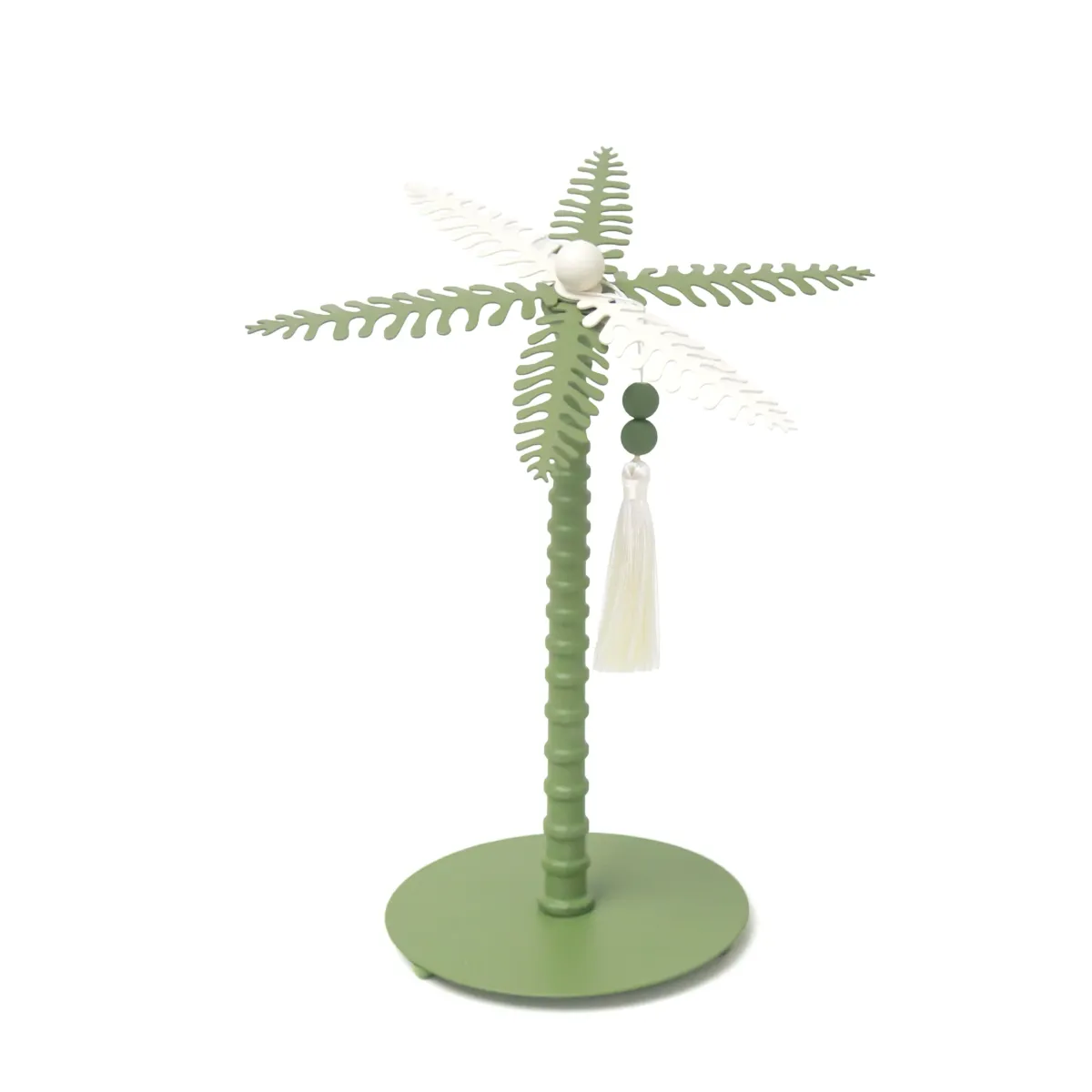 Green Beige Palm Tree Metal Décor Ornament