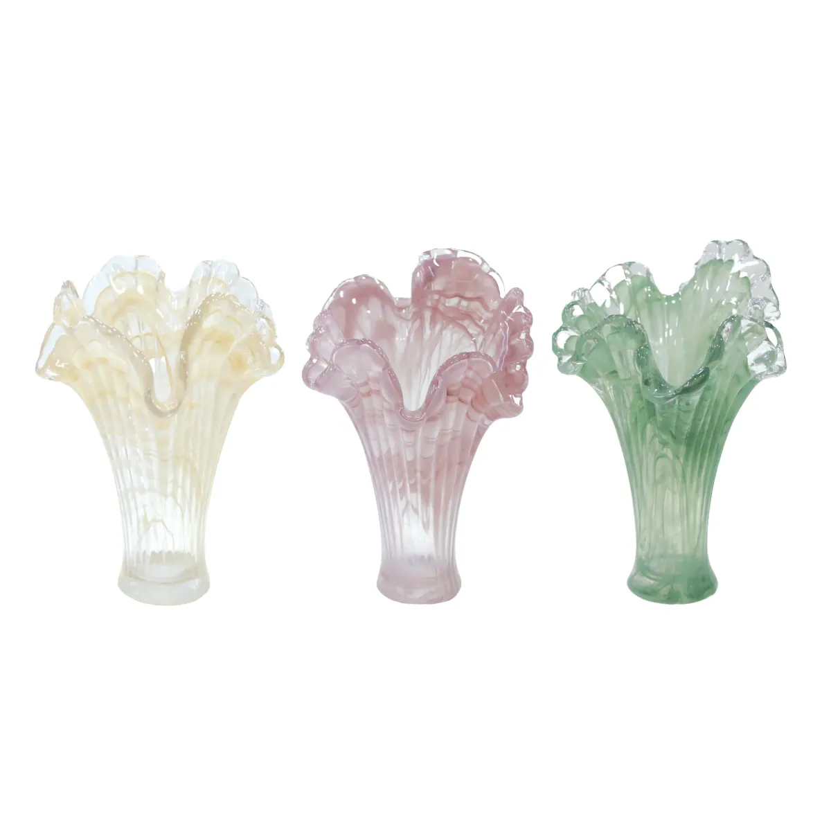 Wavy Ribbed Glass Vase – Modern Decorative Vase
