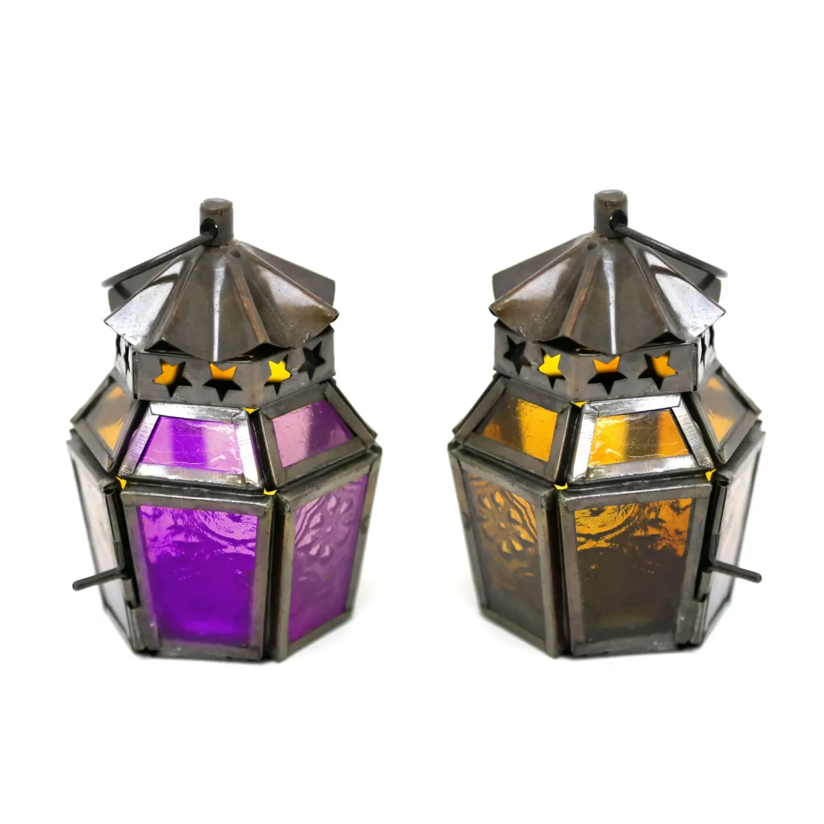 Vibrant Colored Glass Metal Lantern – Traditional Ramadan Decoratives