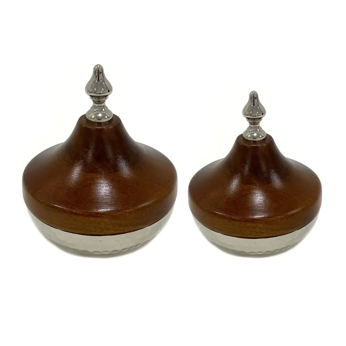 Wood/Silver Hammered Pot