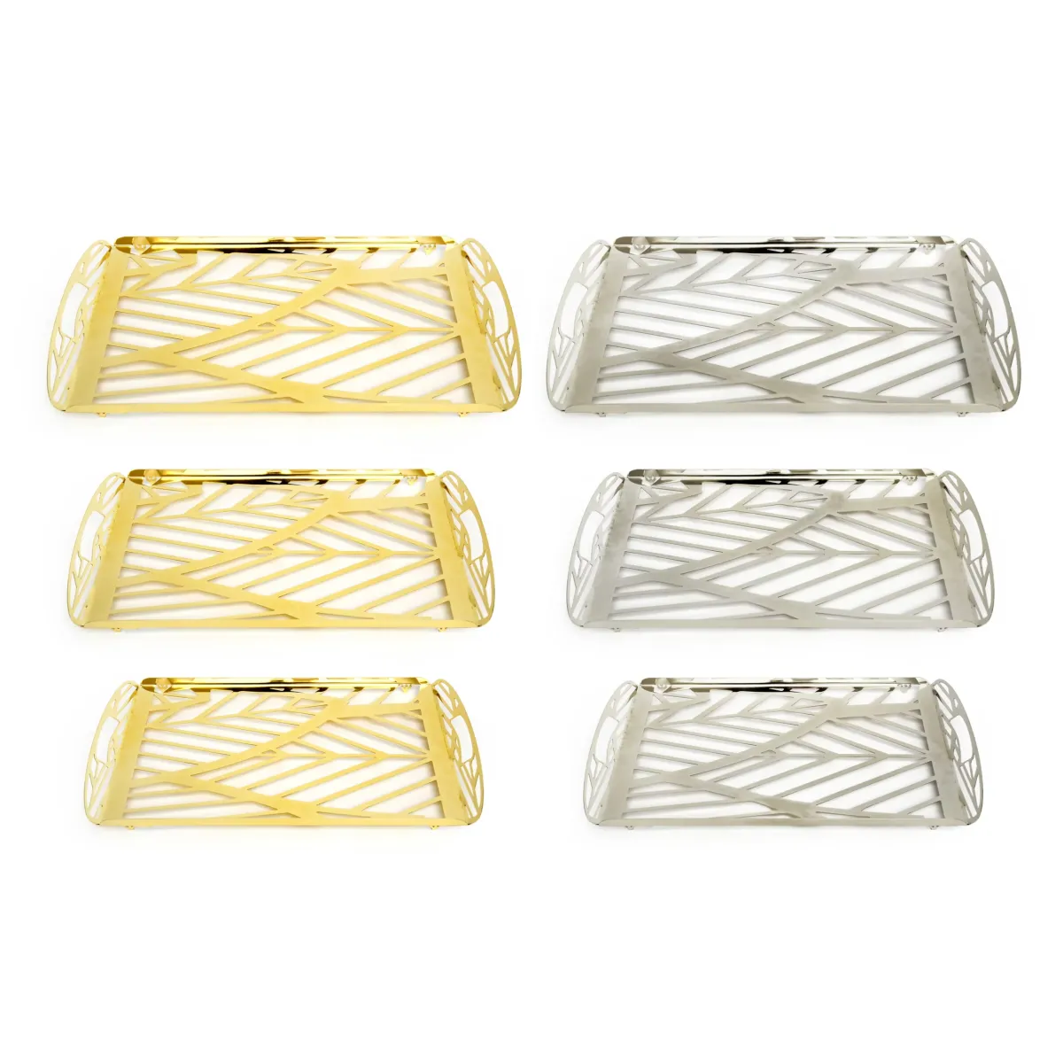 Leaves Design Plexi Base Metal Tray