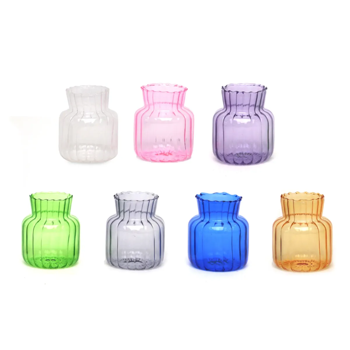 Mini Ribbed Glass Vase – Ribbed Glass Bud Vase 7 × 8 cm