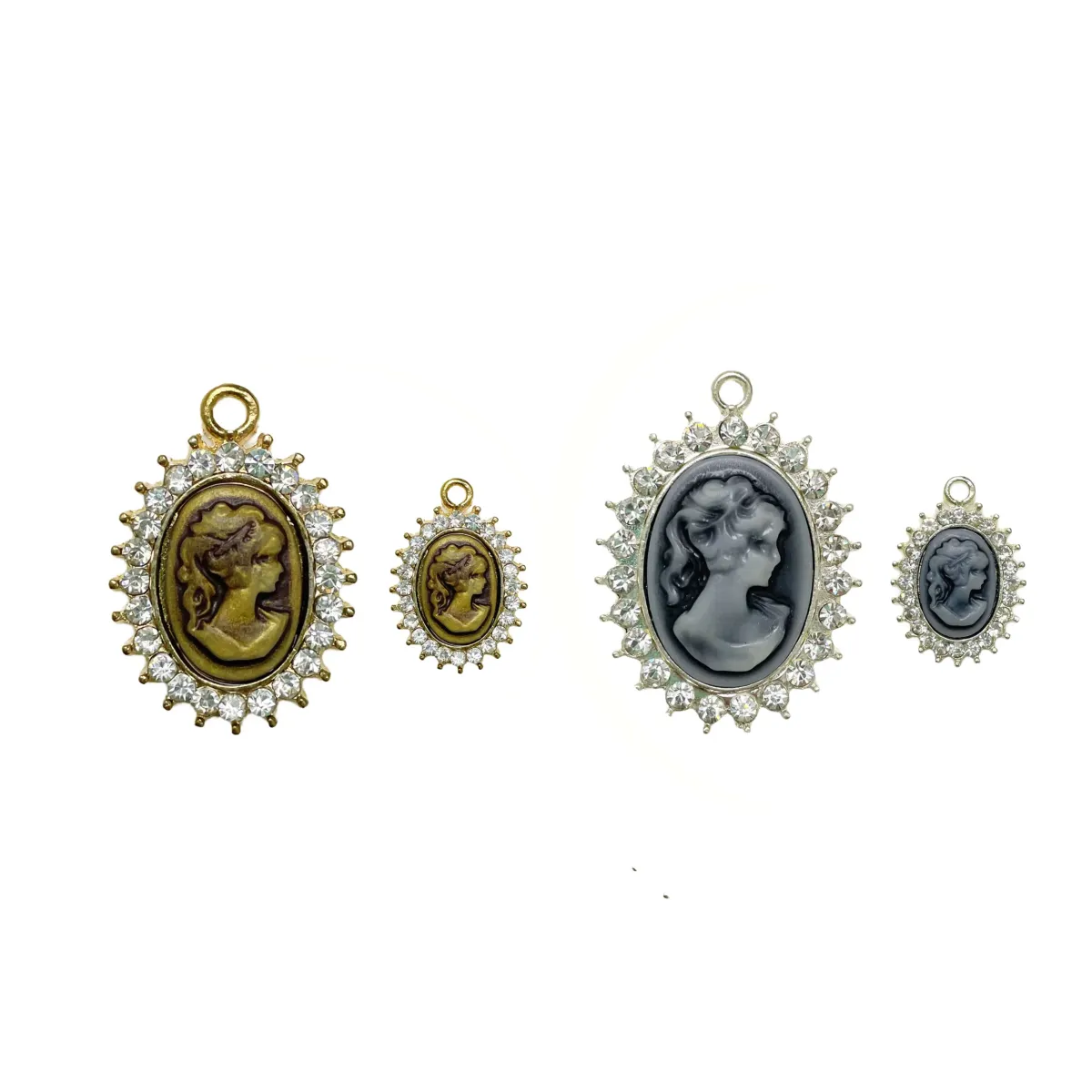 Oval Strassed Vintage Cameo Motif