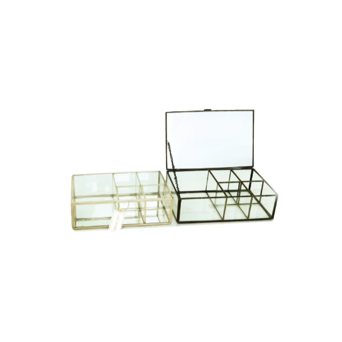 Nickel 5 Section Glass Storage Box