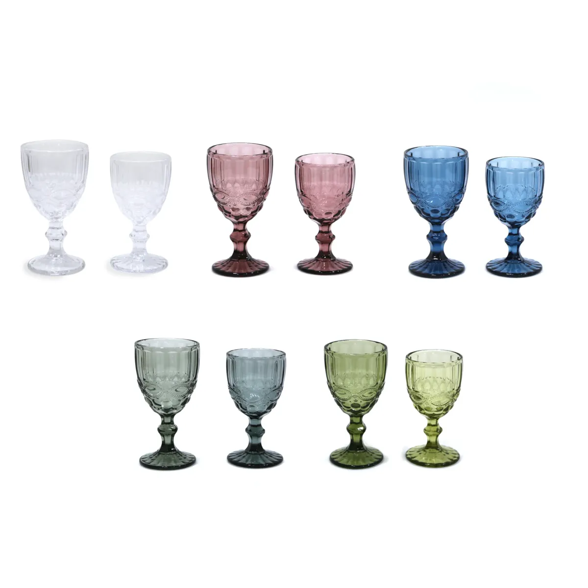 Embossed Glass Goblet Elegant Drinkware Glass
