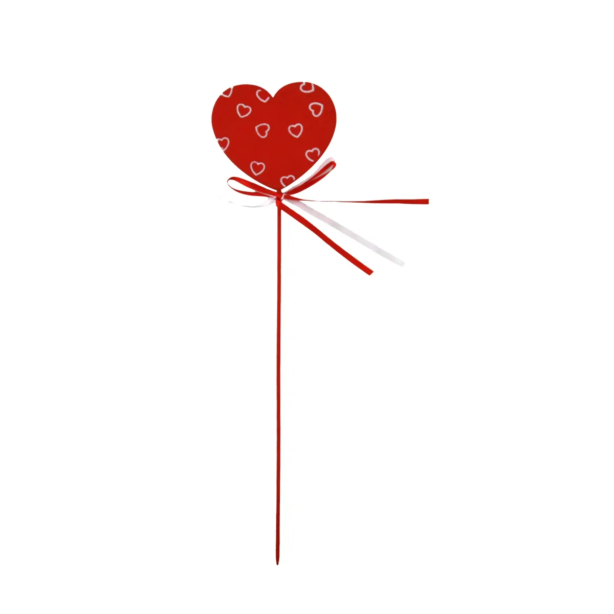 Heart Pattern Red Heart Bow Tied Stick