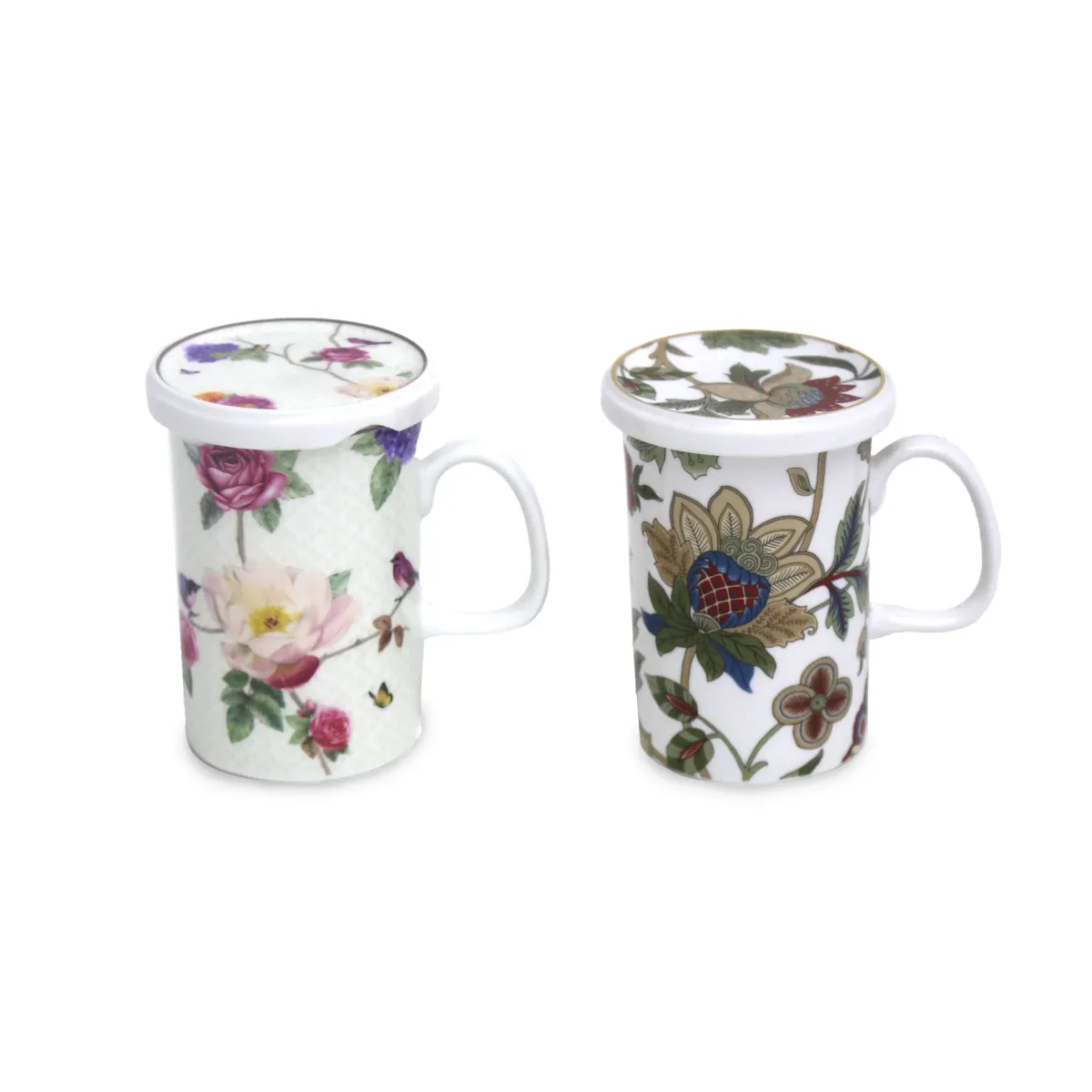 Pattern Infuser Mug with Lid & Strainer | Decorative Tea Brewing Cup