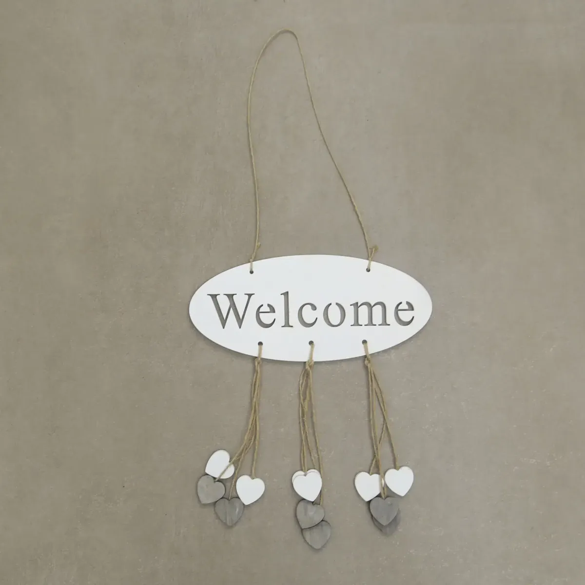 Wooden Welcome Hanger With Mini Pendulum Hearts