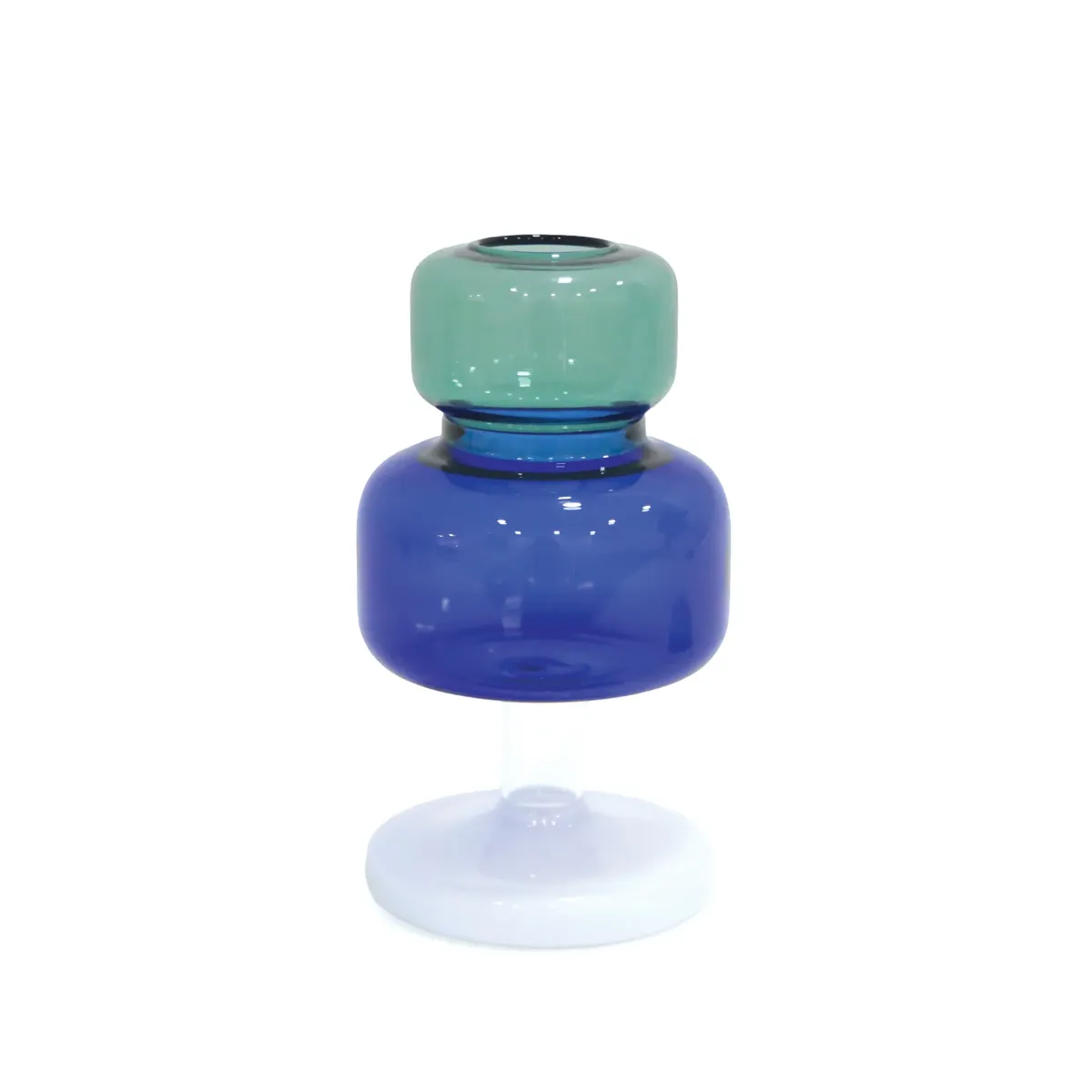 Blue Shades Pebble Glass Vase – Footed Geo Decor