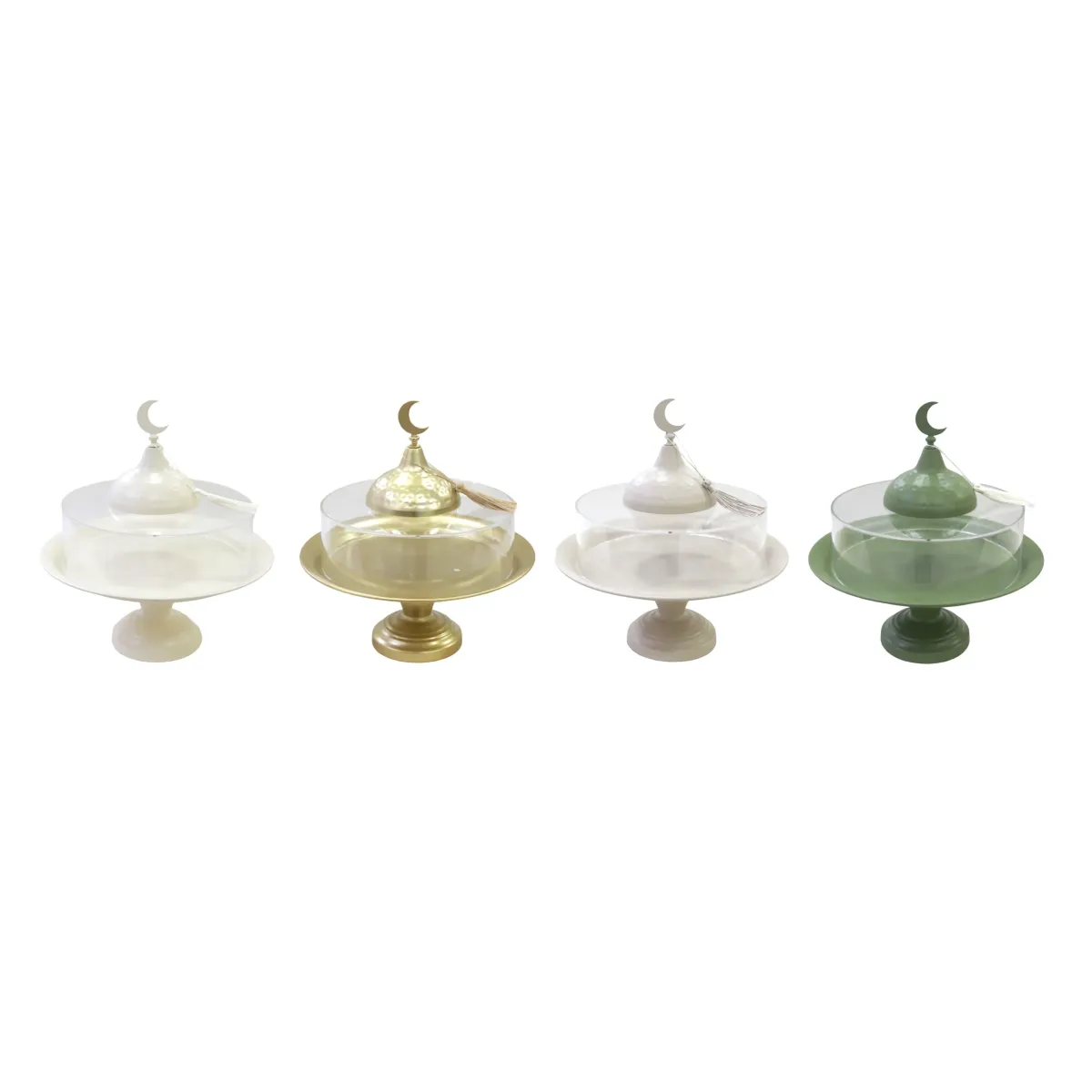 Metal Cake Stand with Plexi Cream Dome & Tassel Lid