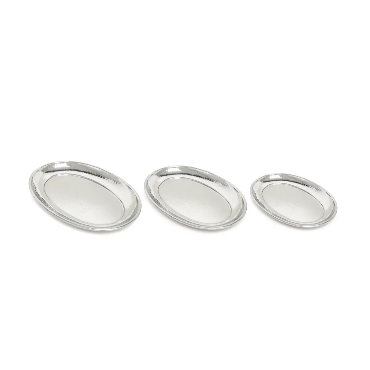 Oval Hammered Serving Plate Set