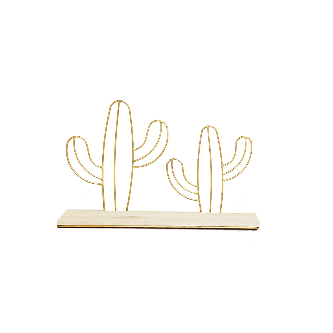 Golden Cactus Duo – Modern Desert Decor