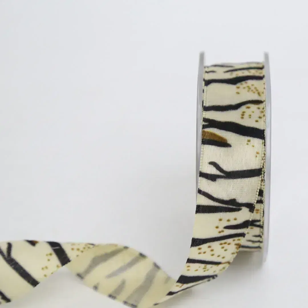 Ivory Tiger Velvet Ribbon
