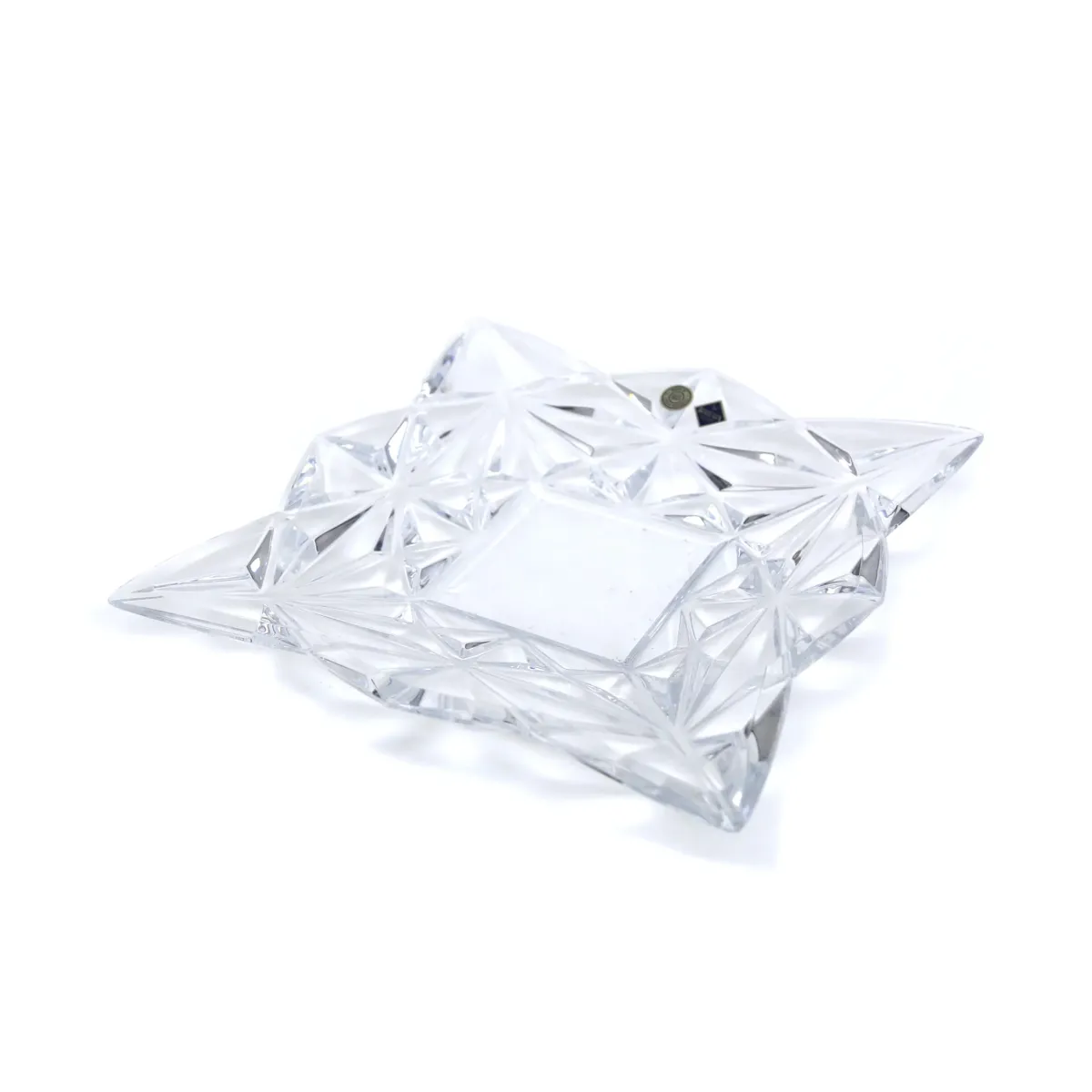 Transparent Crystal Bohemia Pyramid Plate – Geometric Elegance for Your Table!
