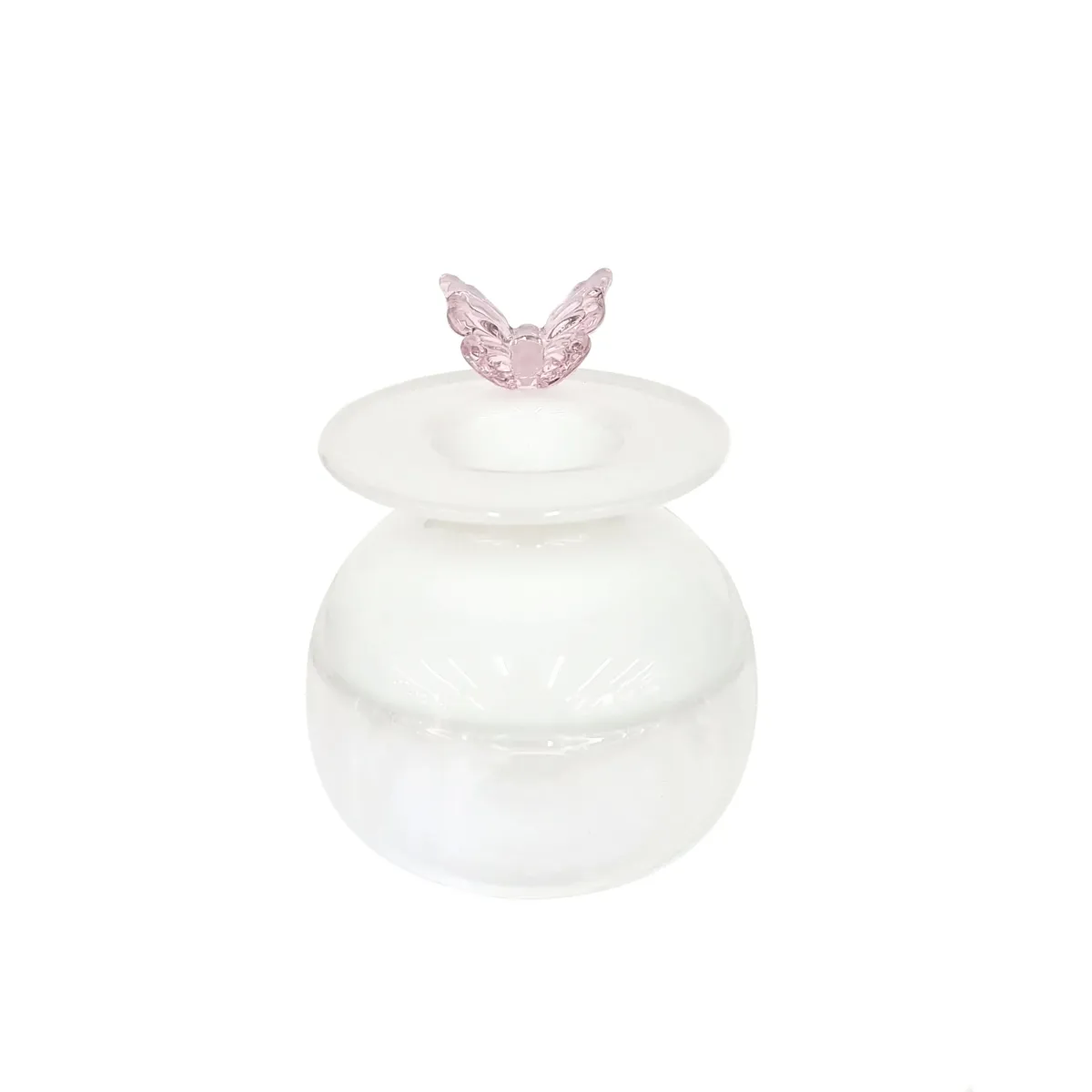 Pink Butterfly Glass Vase – White Elegant Decor