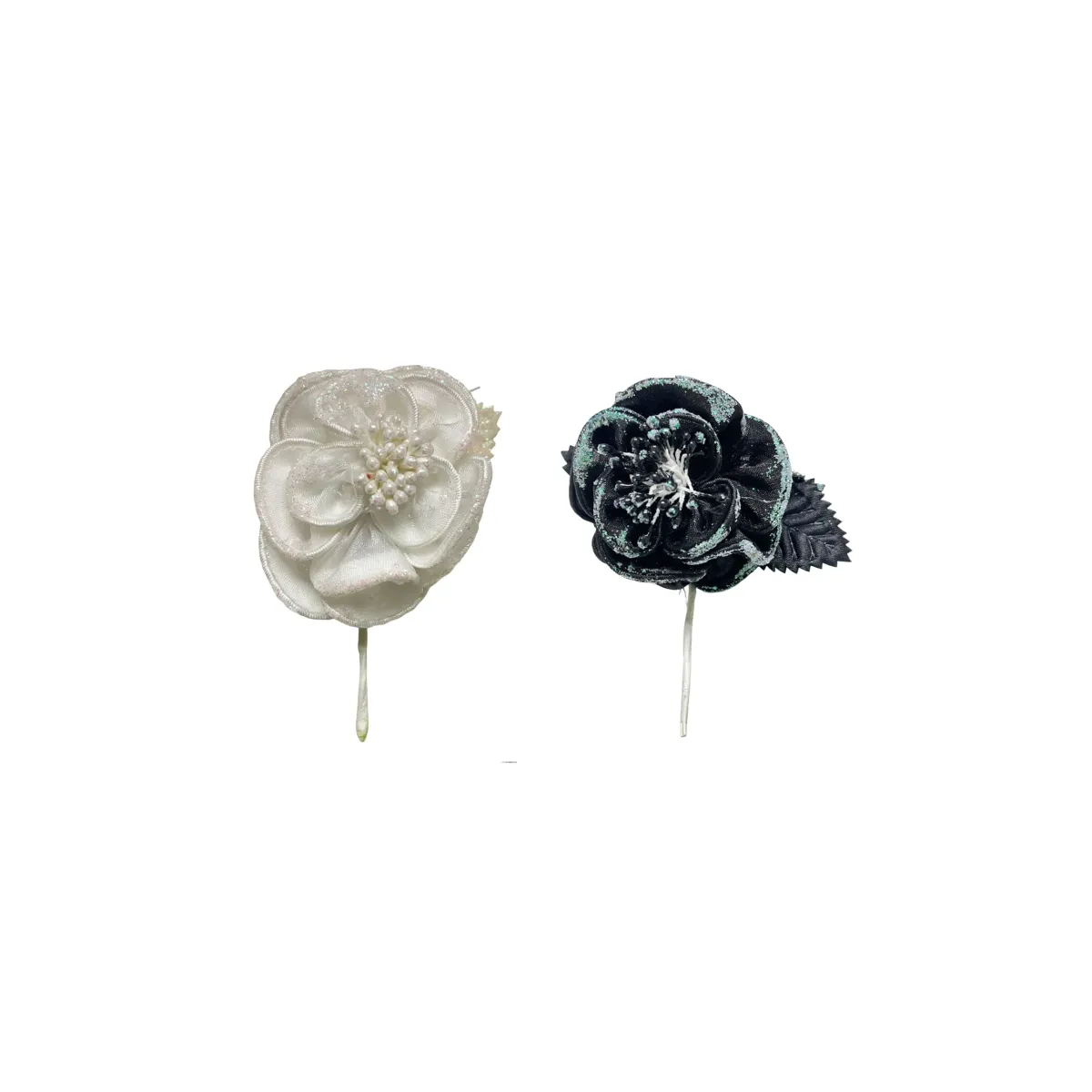 Glitter Camellia Floral Stem Motif