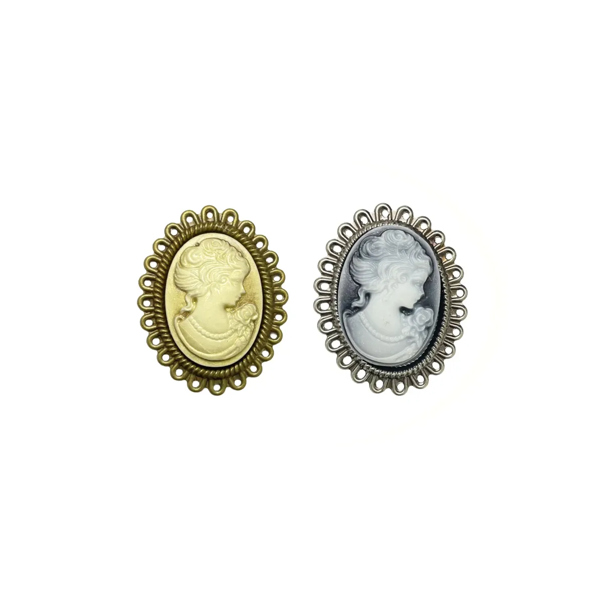 Metal Frame Vintage Cameo Motif