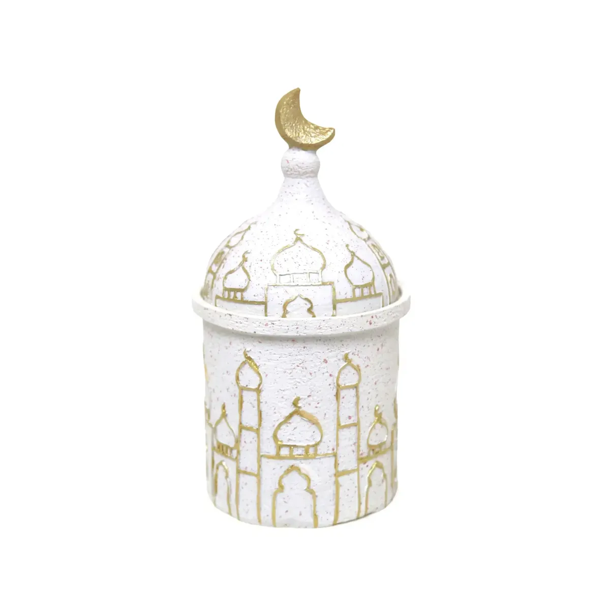 Gold Lined Mosque Resin Canister – Islamic Decor Jar