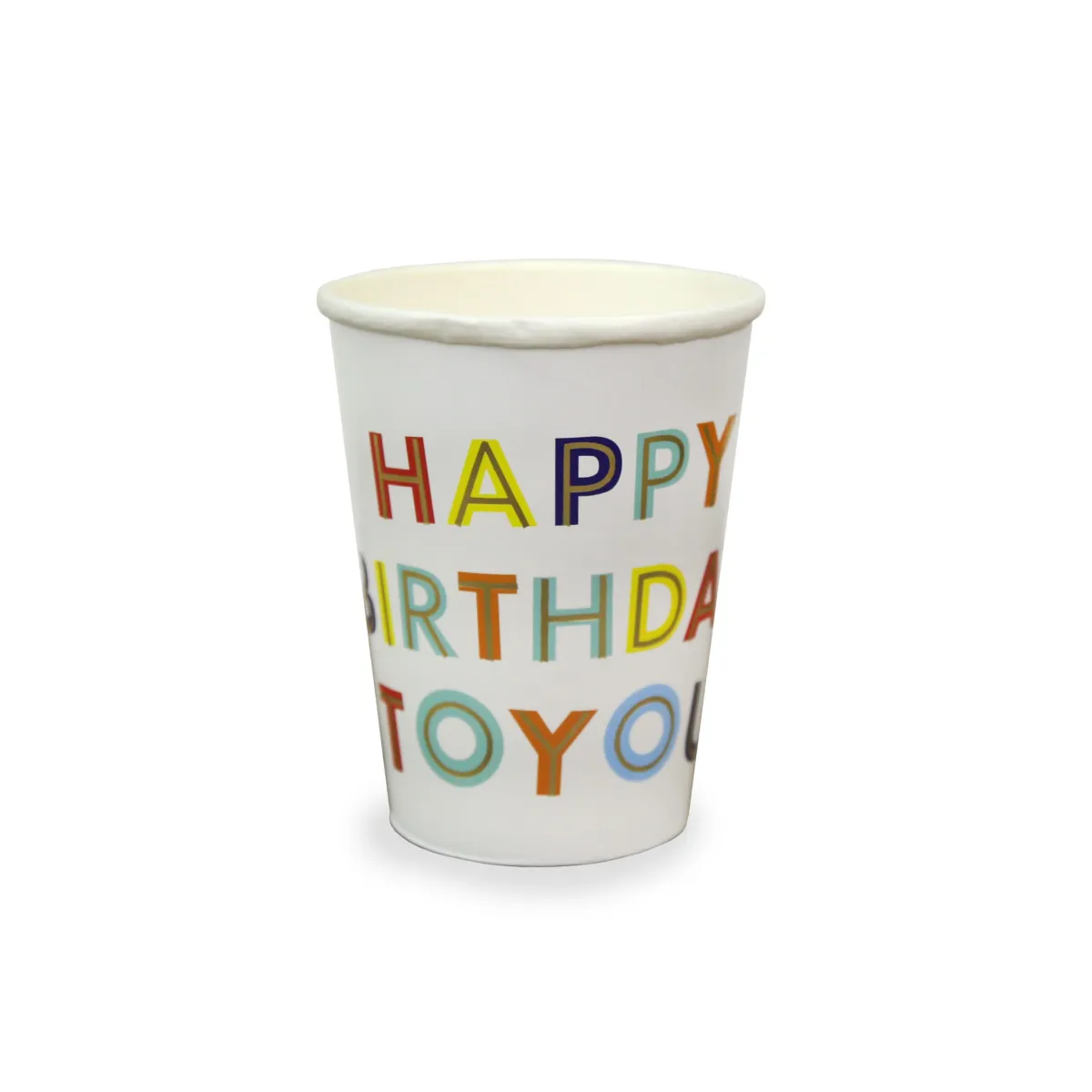 White Hexagon “Happy Birthday” Paper Cup – Modern Party Drinkware
