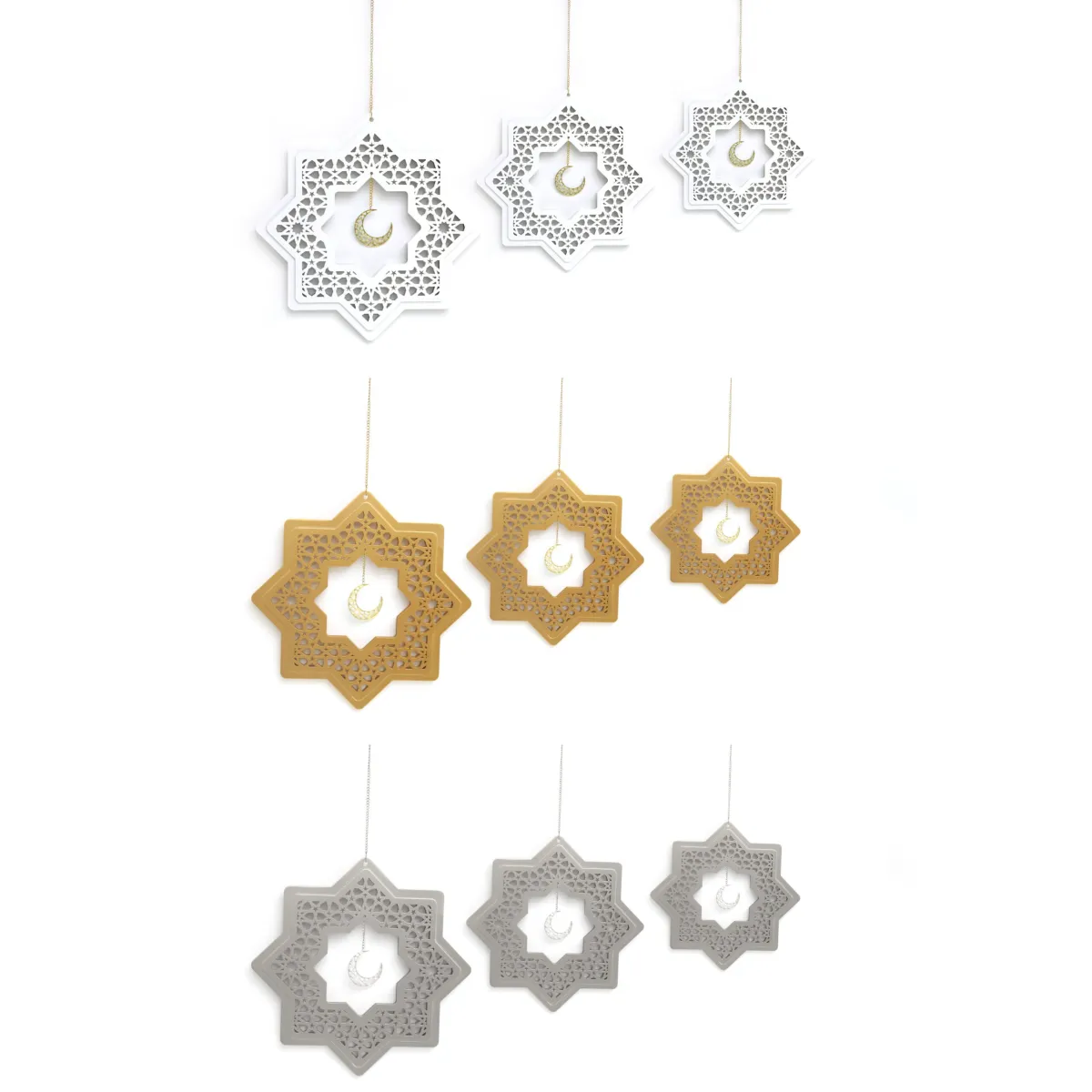 Wooden Star & Moon Hanging Decoration – Elegant Design