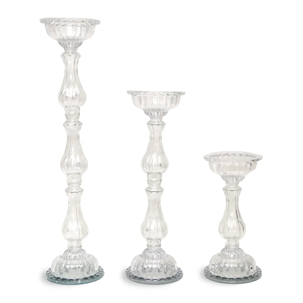 Vintage Clear Glass Candlestick Holder
