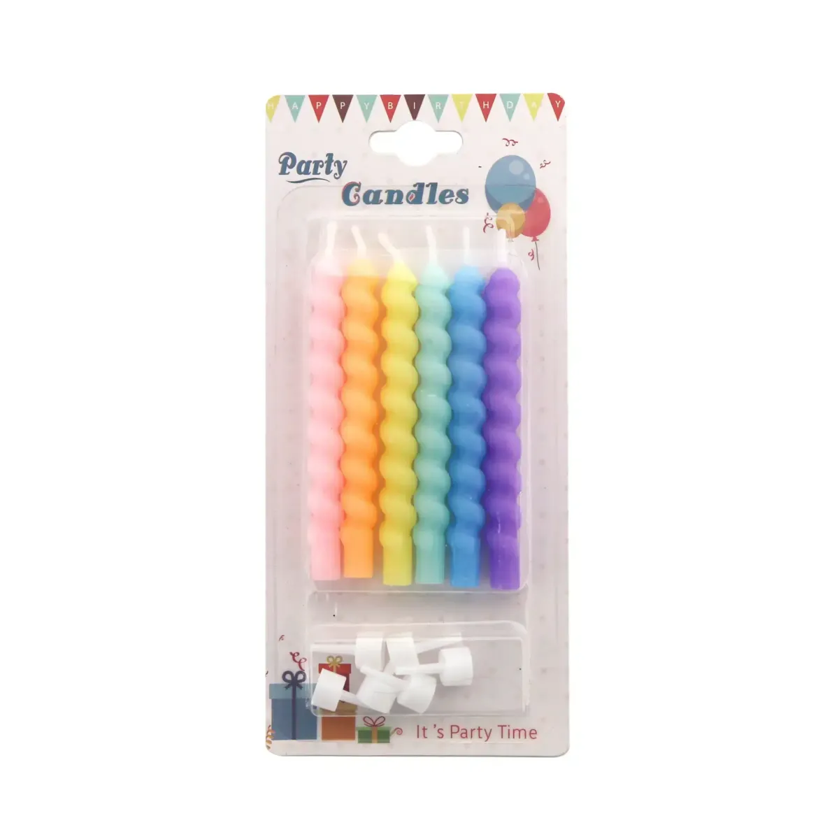 Colored Pastel Swirl Candles with Pillars – Add Soft Elegance to Your Cake!