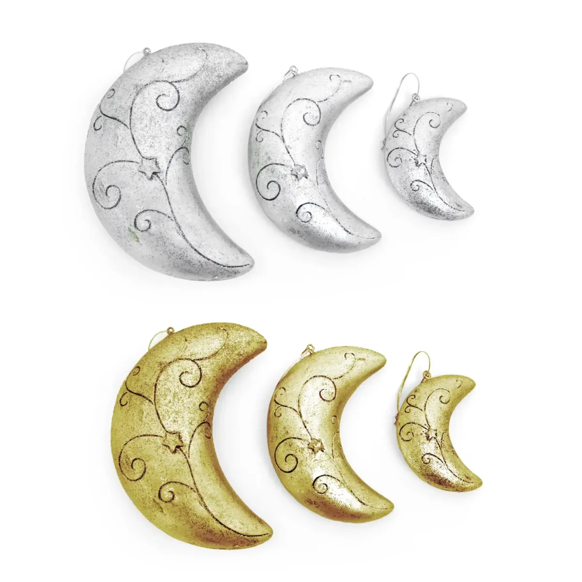 Enchanted Glittered Crescent Moon Set – Magical Ramadan Decoratives
