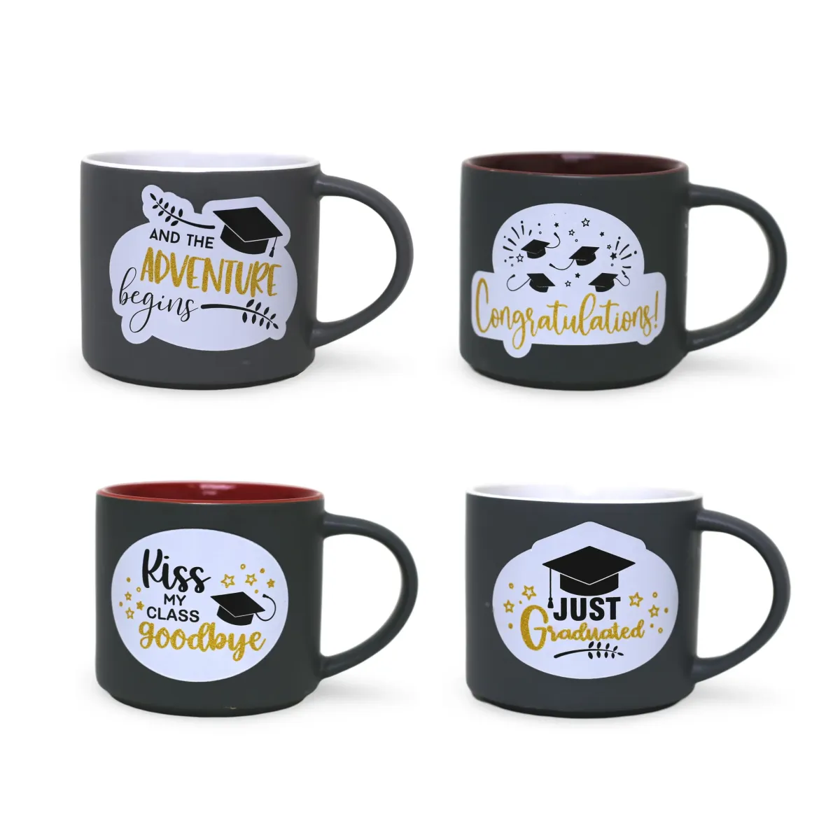 Graduation Design Grey Matt Ceramic Mug – 11oz Keepsake Coffee Cup for Grads, Customizable Gift for Students, Durable & Stylish