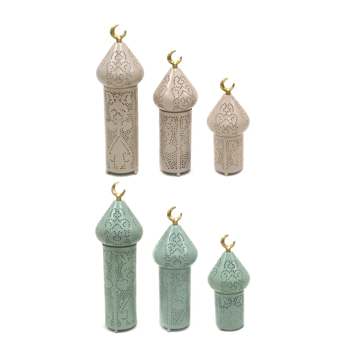 Metal Lantern W/Gold Knob