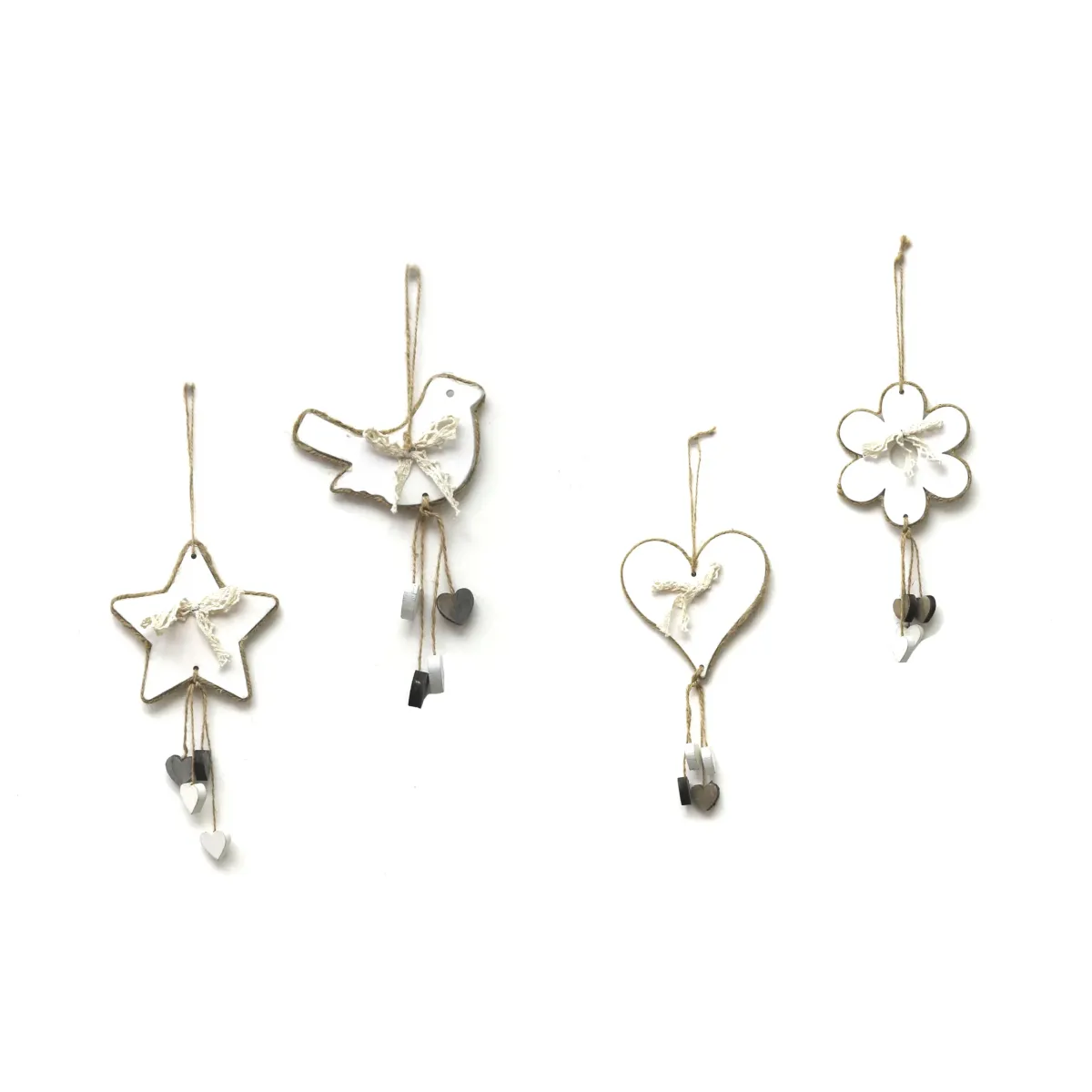 Wooden Hanger With 4 Mini Pendulum Heart