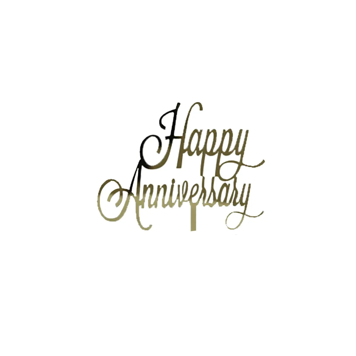 Gold “Happy Anniversary” Plexi Cake Topper – Elegant Celebration Decor