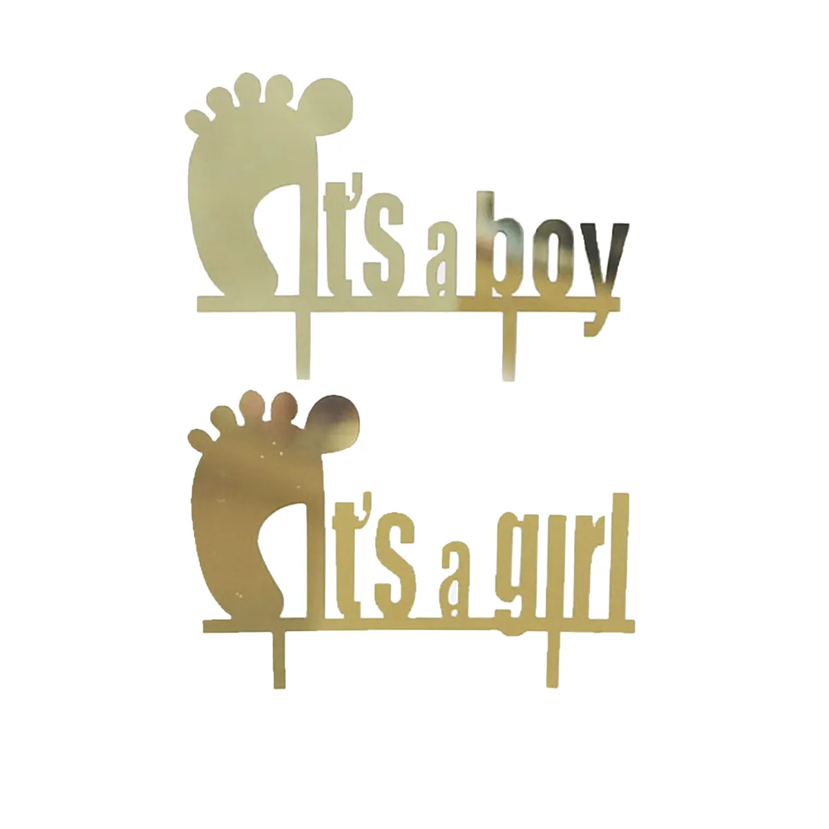 Gold “It’s a Boy / It’s a Girl” Plexi Cake Topper – Announce with Sparkle!