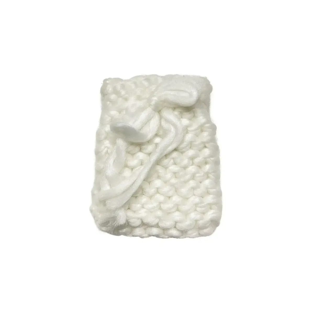 Crocheted Mini Bag – White Papillion Drawstring