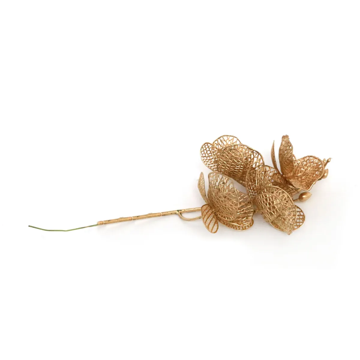 Gold 4 Heads Net Flower Branch