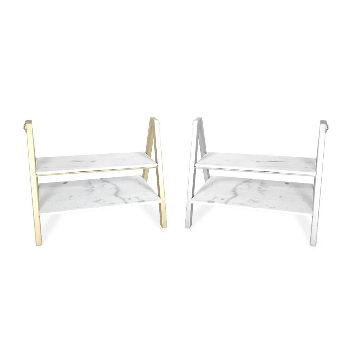 2 Tiers Marble Cake Stand With Metal Rack
