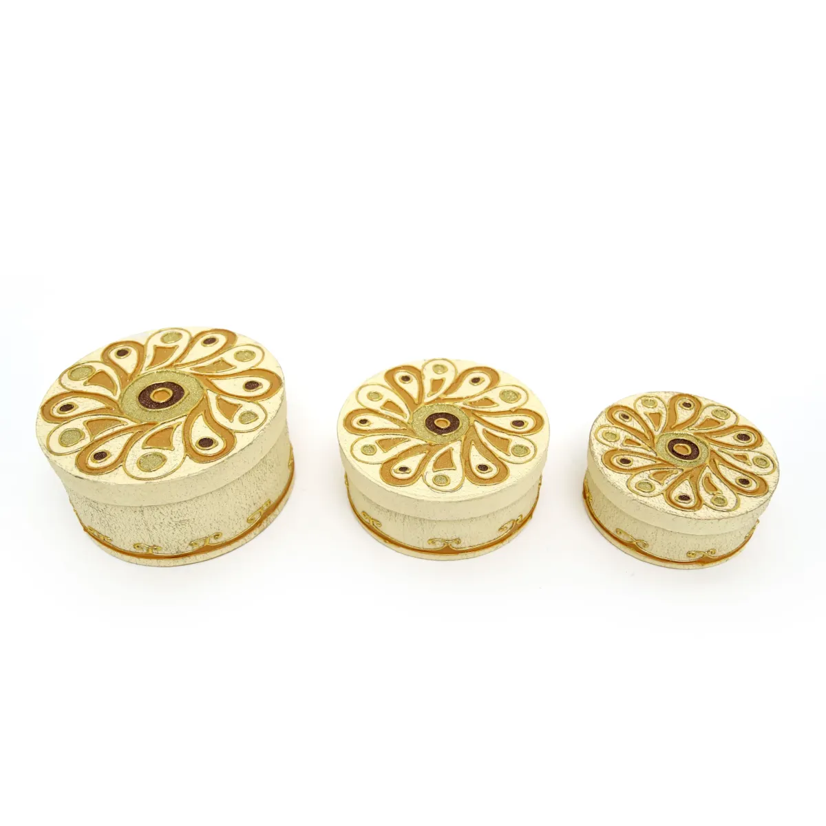 Elegant Round Gold Arabesque Box – Luxurious Ramadan Decoratives