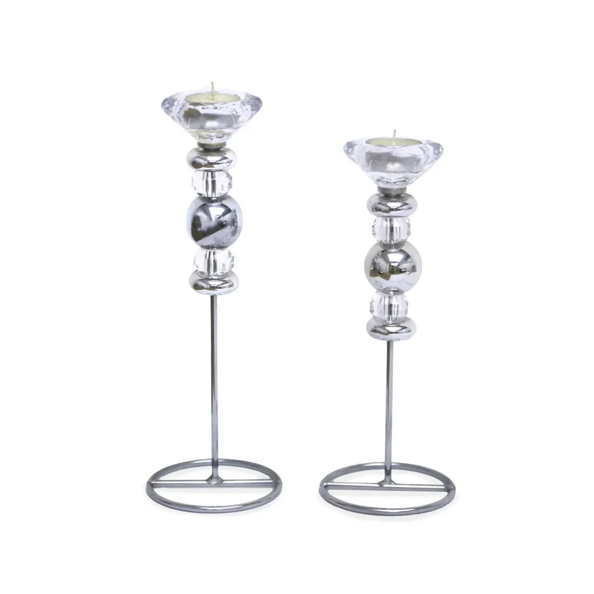 Silver & Crystal Candle Holder