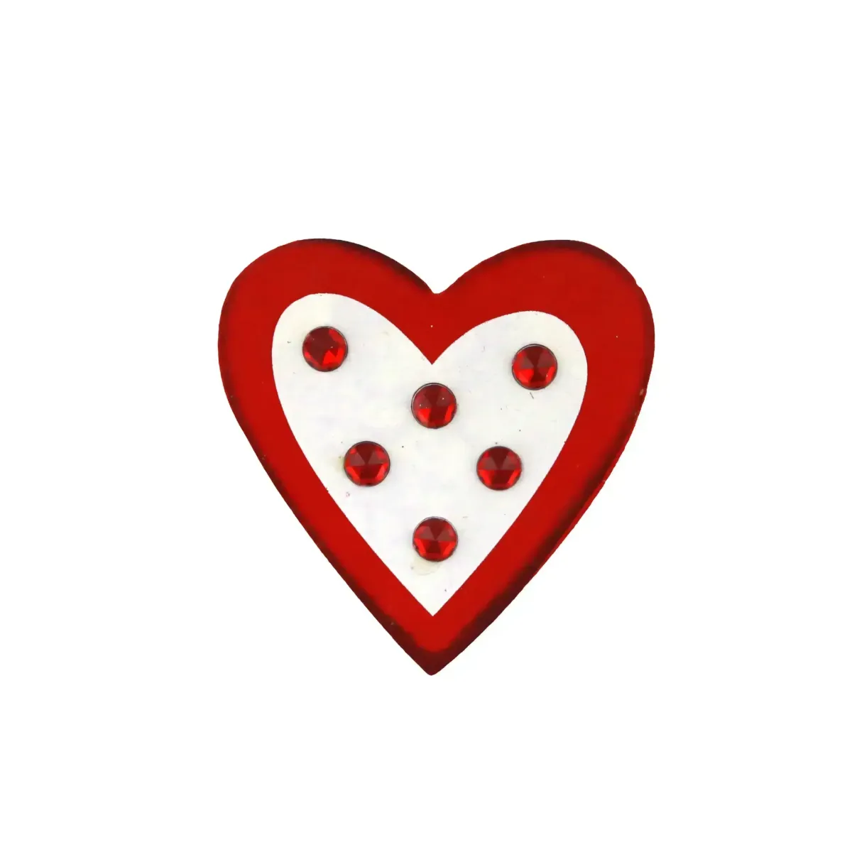 Red Strassed Heart Wooden Motif
