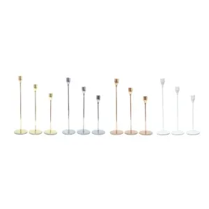 Metallic Candlestick Holder Set 3 Piece Graduated Height Set